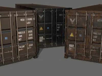PBR 40 ft Shipping Cargo Container - Black Low-poly 3D model