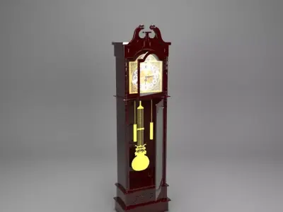 Grandfather clock Low-poly 3D model
