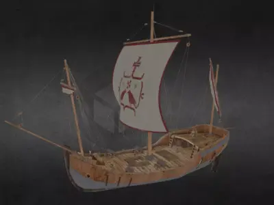 Caravel Ship Historical Sailing Vessel Low-poly 3D model