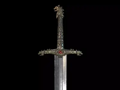 Knight Sword Low-poly 3D model