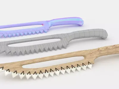 combat knife made from the teeth of sharks Low-poly 3D model