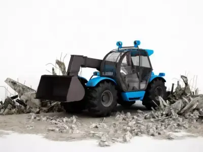 Blue Industrial Earth Mover Excavator 3D model