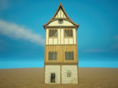 Medieval old House4-interior and exterior design Low-poly 3D model