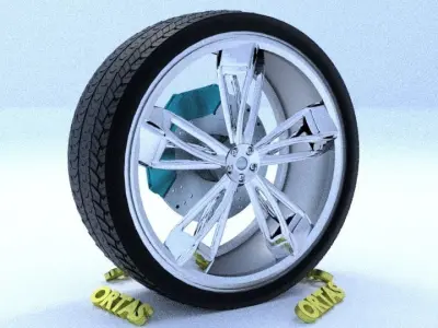 ORTAS CAR RIM 29 GAME READY RIM TIRE AND DISC 3D model