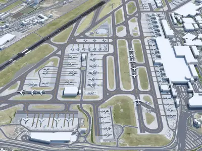 Lisbon Portela Airport 10km Low-poly 3D model
