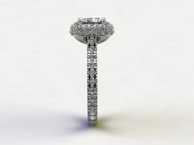 10004 diamond engagement ring with halo setting 3D print model