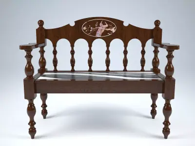 ANTIQUE BENCH 2 SEATERS 3D model