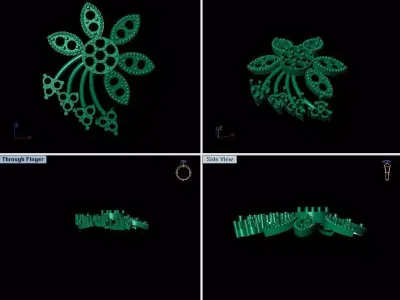 ear ring FLOWER DESIGN JEWELRY GOLD  3D print model