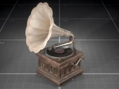 Used Soviet Gramophone Low-poly 3D model