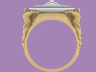 Atlants ring with a Lion 3D print model