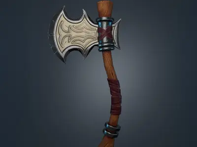 Stylized Axe Low-poly 3D model 16