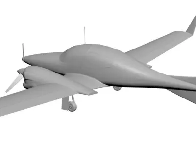 Plane with two engines  3D model