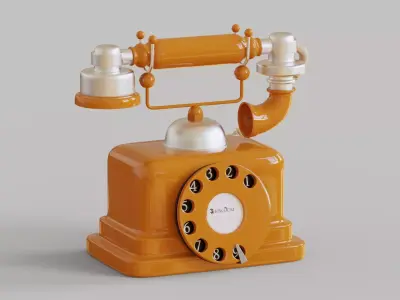 Retro Rotary Telephone Low-poly 3D model