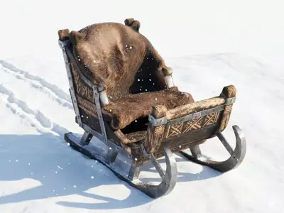 Nordic Chieftain Sleigh 3D Model Low-poly 3D model