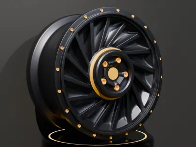 Black car sports wheel rim  3D model