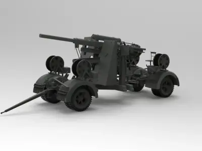 Flak anti-aircraft and anti-tank artillery gun 3D model