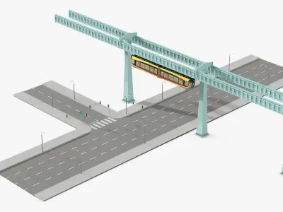 Urban Suspended Monorail and Highway  purchase 3D model