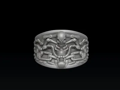 Biker Skull Ring 3D print model buy