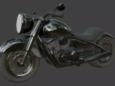 Cartoon Black Motorcycle 3D Model 3D model
