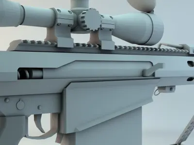 Barrett 3D Model sniper rifle Low-poly 3D model