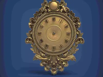 Carved clock for 3D printing and CNC 3D print model 16