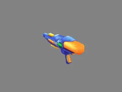 Cartoon toy water gun - blue plastic pistol Low-poly 3D model