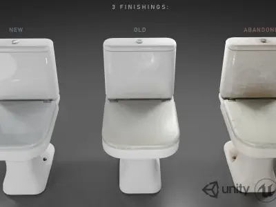 Toilet with 3 finishing options Low-poly 3D model