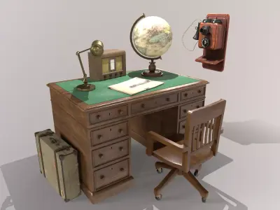 1930s Office Low Poly Pack