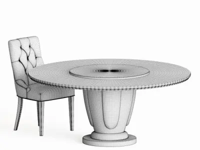 Dining Set table and chairs velvet 3D model purchase