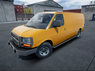 Industrial american van unity asset Low-poly 3D model