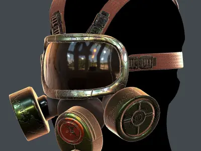 Gas mask helmet 3d model scifi Low-poly  Low-poly 3D model 22