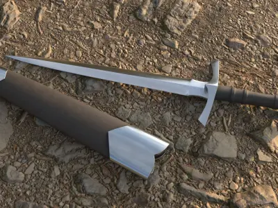Dagger 3d UV and Texture Low-poly 3D model
