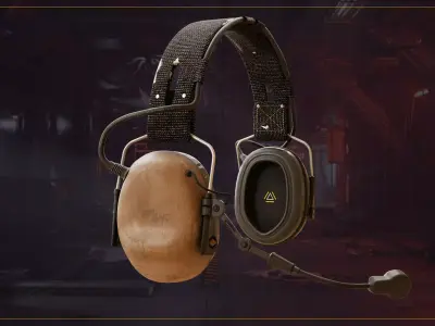 Tactical Headphone Low-poly 3D model purchase