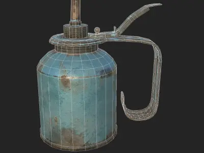 Vintage Oilcan Blue Rusty PBR Game Ready Low-poly 3D model