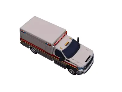 Low Poly Pickup Ambulance Emergency Vehicle PBR Texture Low-poly 3D model