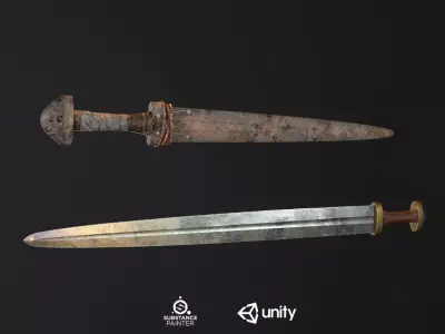 Viking Short Sword PBR Low-poly 3D model