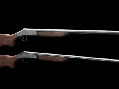 Ash Industries Singleshot Shotgun -3D Low Poly Low-poly 3D model