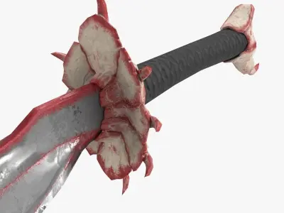 Bloody Bone Sword Low-poly 3D model