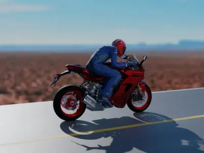 Bike with rider Low-poly 3D model