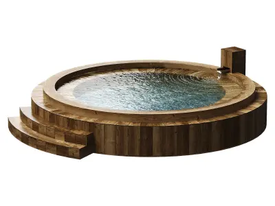 circular wooden pool Low-poly 3D model