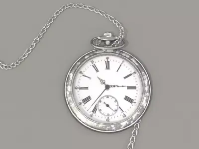 Pocket watch with chain 3D model