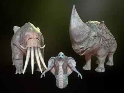 Alien Creatures Low-poly 3D model