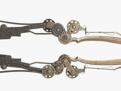 Steampunk Mechanical Knife Low-poly 3D model