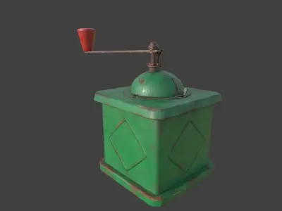 Vintage coffee grinder forest green Low-poly 3D model