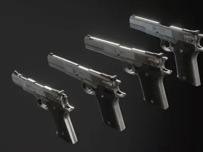 Automag series Pistols Low-poly 3D model