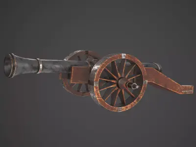 Old Cannon Low-poly 3D model