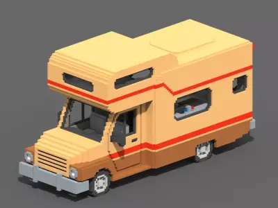 Voxel Motorhome Low-poly 3D model