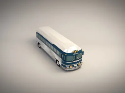 Low Poly Cartoon Intercity Bus Low-poly 3D model