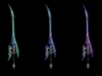 Elven Katana Low-poly 3D model