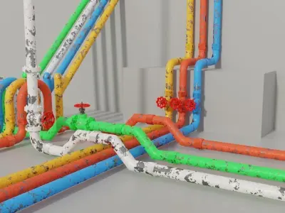  Modular Pipes Low-poly 3D model